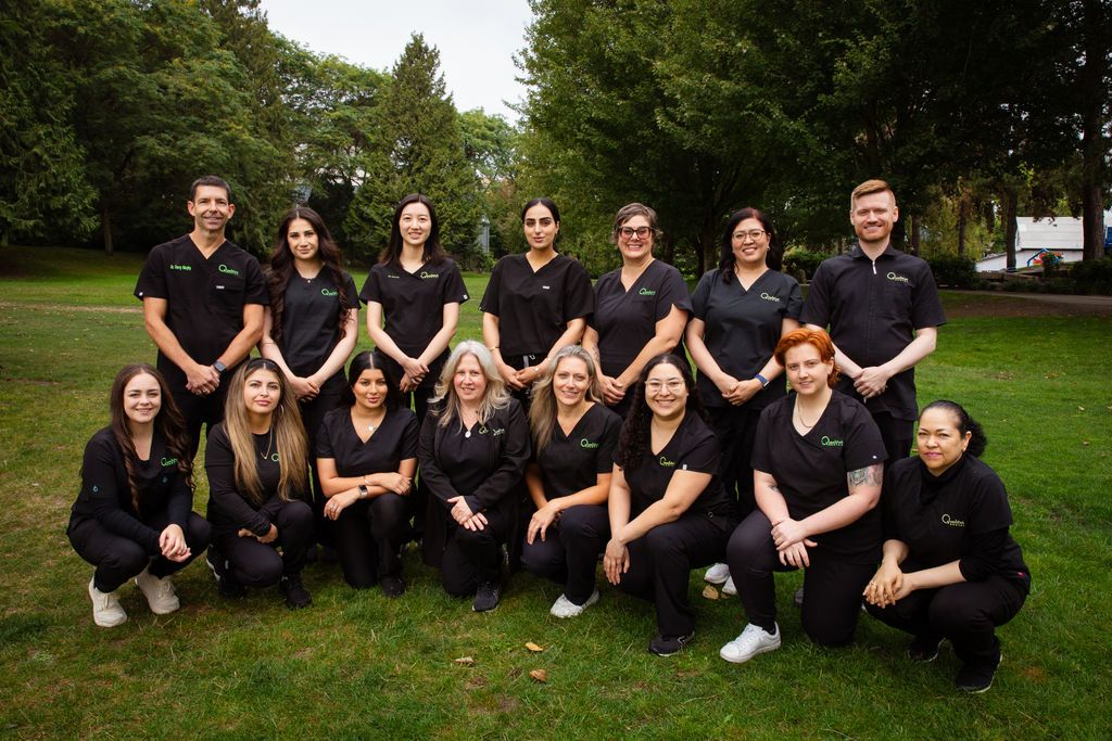 2nd Queen’s Park Dental team photo in New Westminster park.