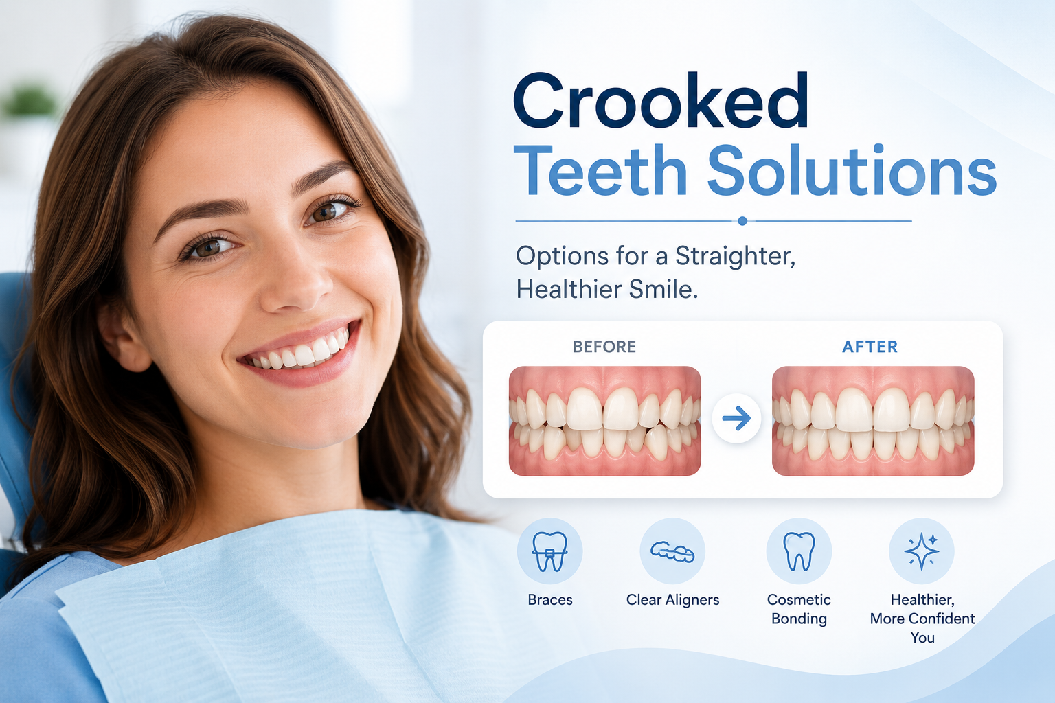 Crooked teeth solutions available at Queen's Park Dental in New Westminster